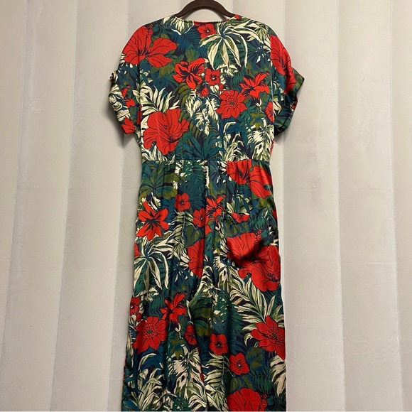 Zara Women’s Jumpsuit Medium Floral Tropical Hawaiian Resortwear Feminine - Picture 9 of 14